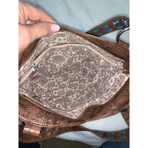 Women's Turquoise Paisley Rhinestone‎ Shoulder Bag - Picture 7 of 7